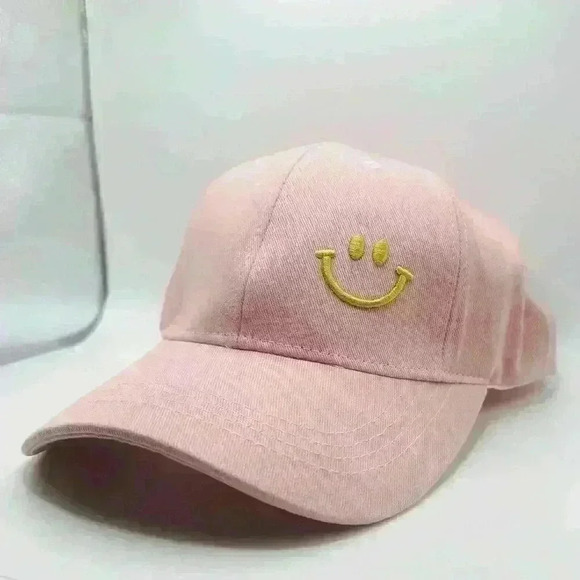 Woman’s Pink Embroidered Smiley Baseball Cap - Picture 5 of 7